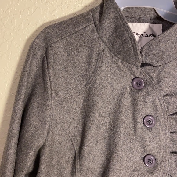 Oleg Cassini Gray Ruffled Versatile Jacket Coat 2X - Picture 5 of 13